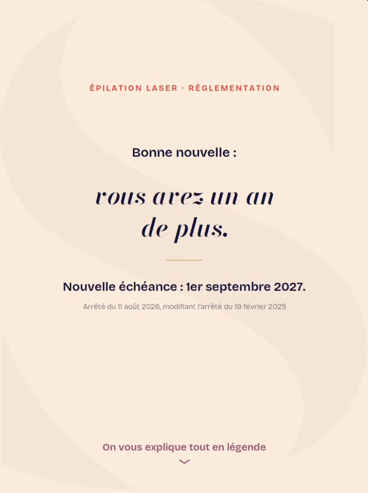 Épilation laser : nouvelle échéance de mise en conformité repoussée au 1er septembre 2027